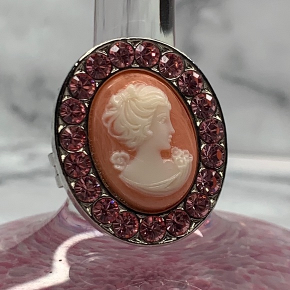 Tarina Tarantino Vintage Rose Crystal Cameo Ring